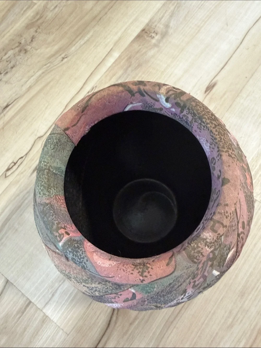 Vintage Handmade Fabric Wrapped Vase Boho Abstract Textile Art Planter Décor